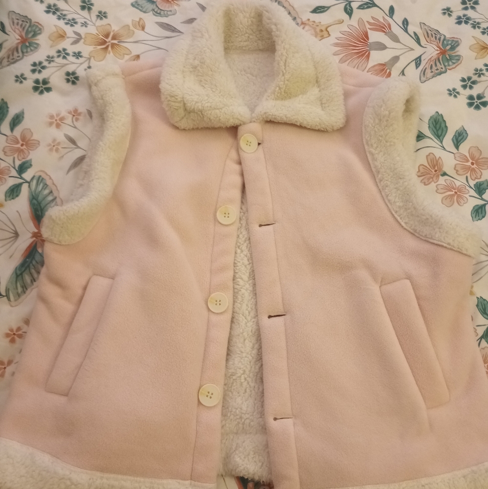 Pink Shearling Fleece-Lined Vest